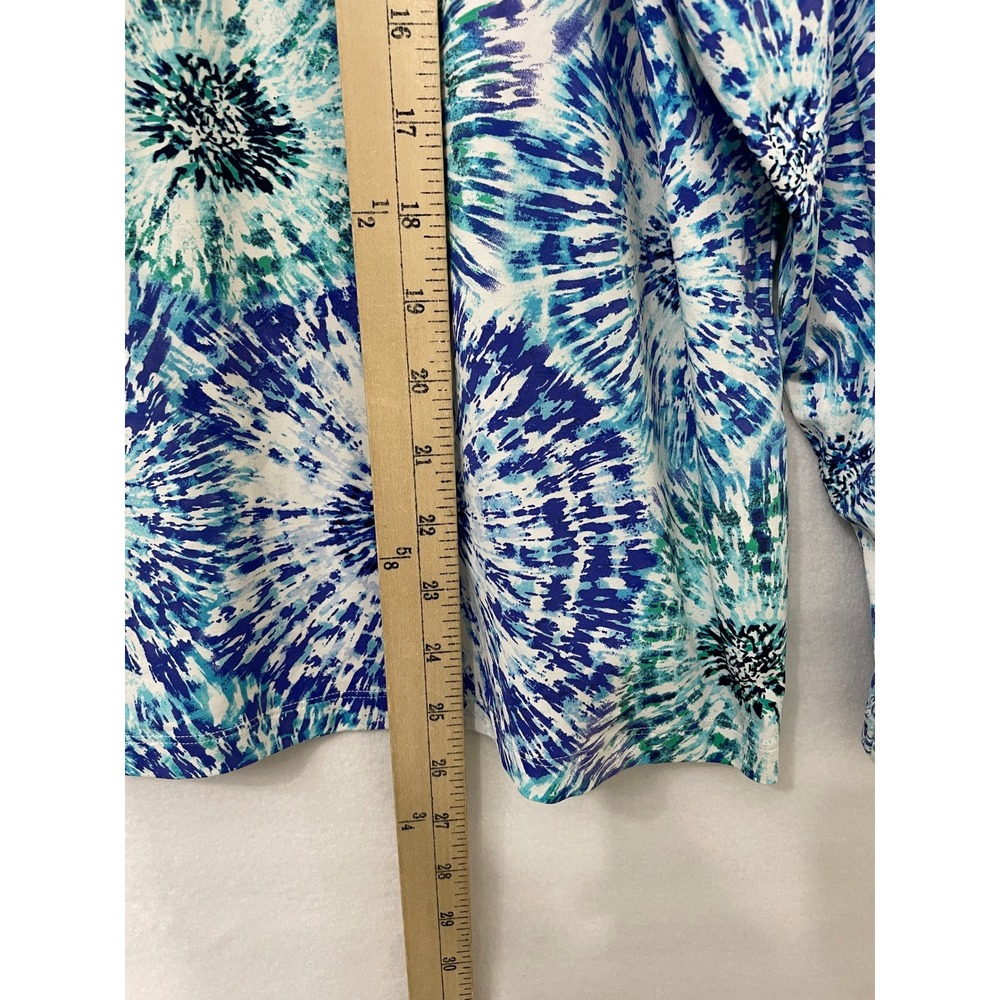Lands' End Top 2X Blue Green Tie Dye Sun Protection Long Sleeve Outdoor - Picture 3 of 7